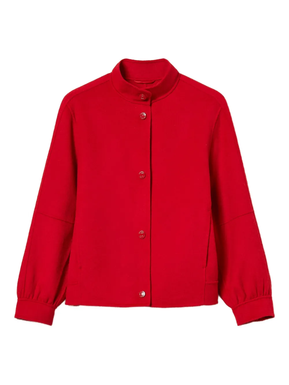 Twinset High-neck Balloon-sleeve Bomber Jacket In Red