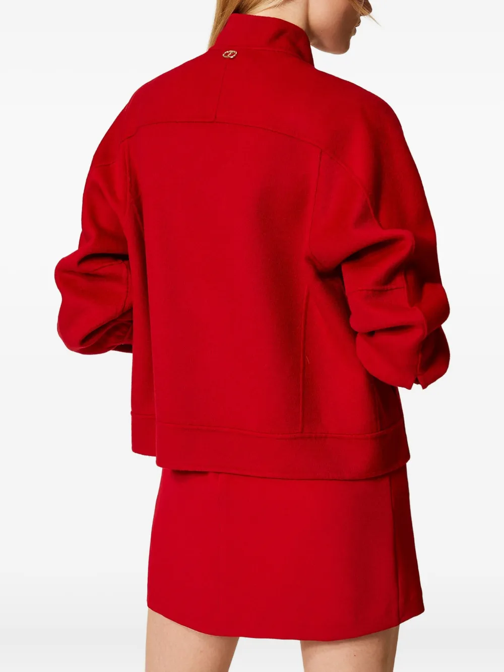 Twinset High-neck Balloon-sleeve Bomber Jacket In Red
