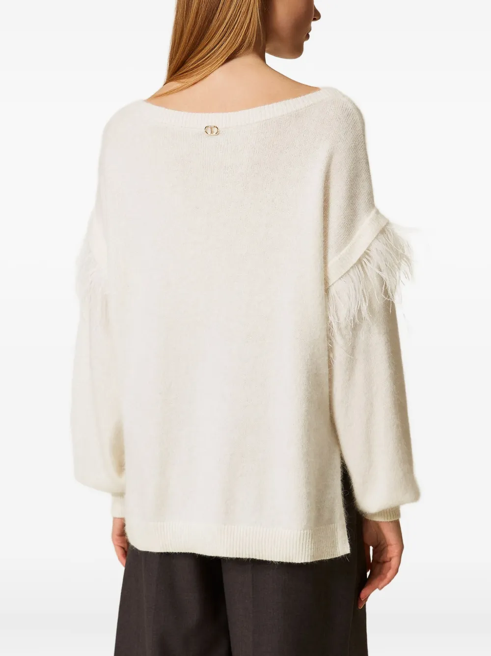 Twinset Feather-trim Sweater In Multi
