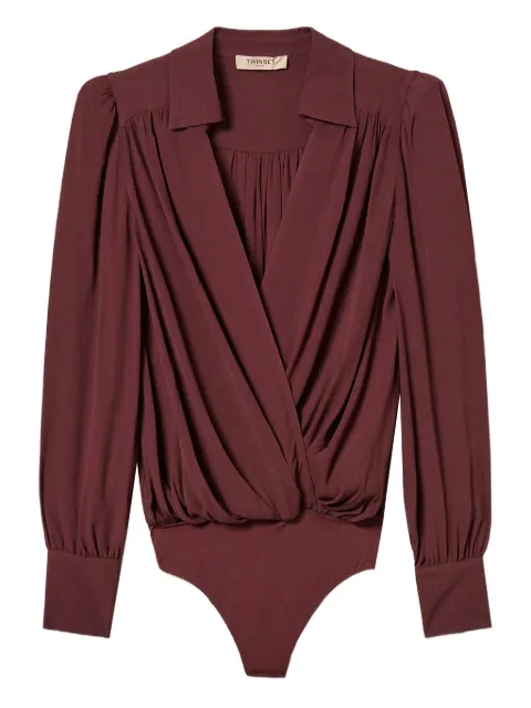 TWINSET wrap-effect puff-sleeve bodysuit