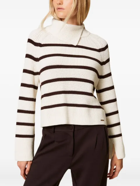 TWINSET suéter con cuello asimétrico y motivo de rayas