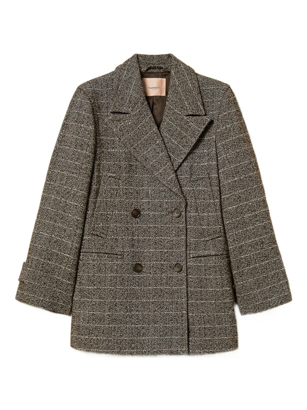 TWINSET herringbone double-breasted coat | Brown | Image 1