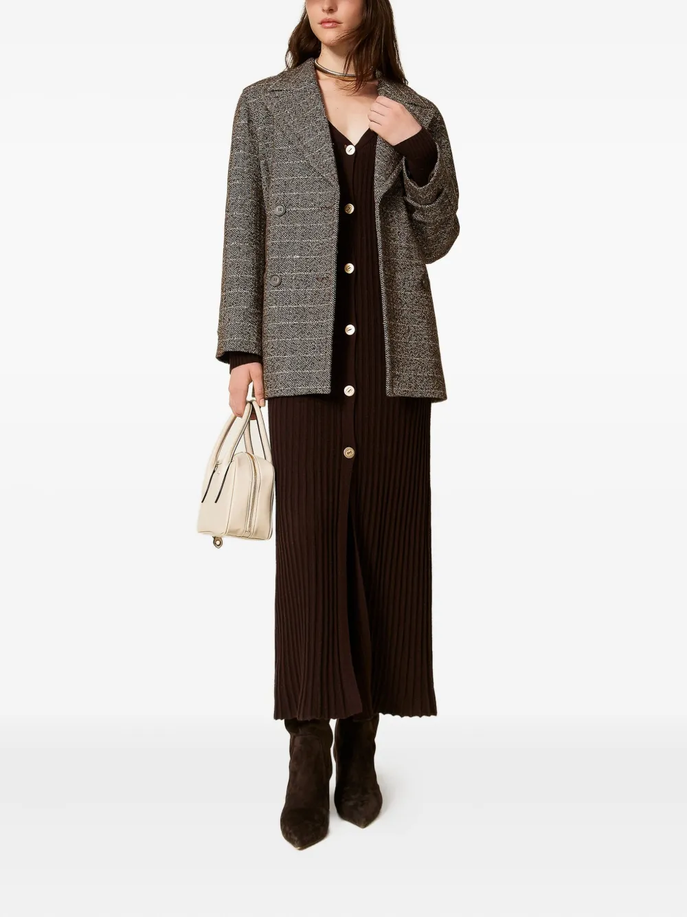 TWINSET herringbone double-breasted coat | Single Breasted Coats | Image 2
