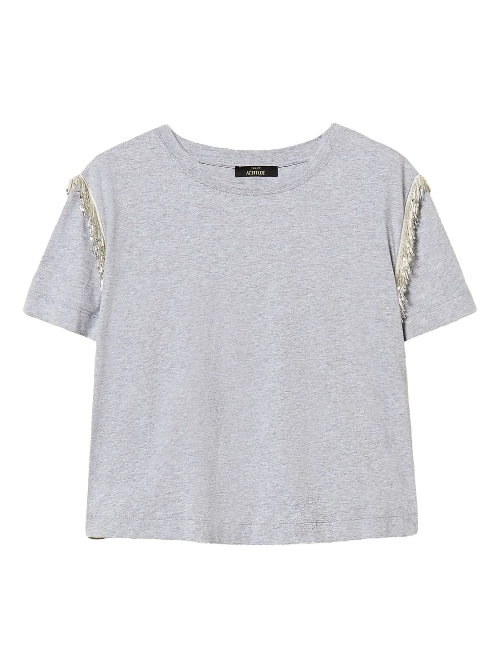 TWINSET Katoenen T-shirt met franje en kralen Grijs