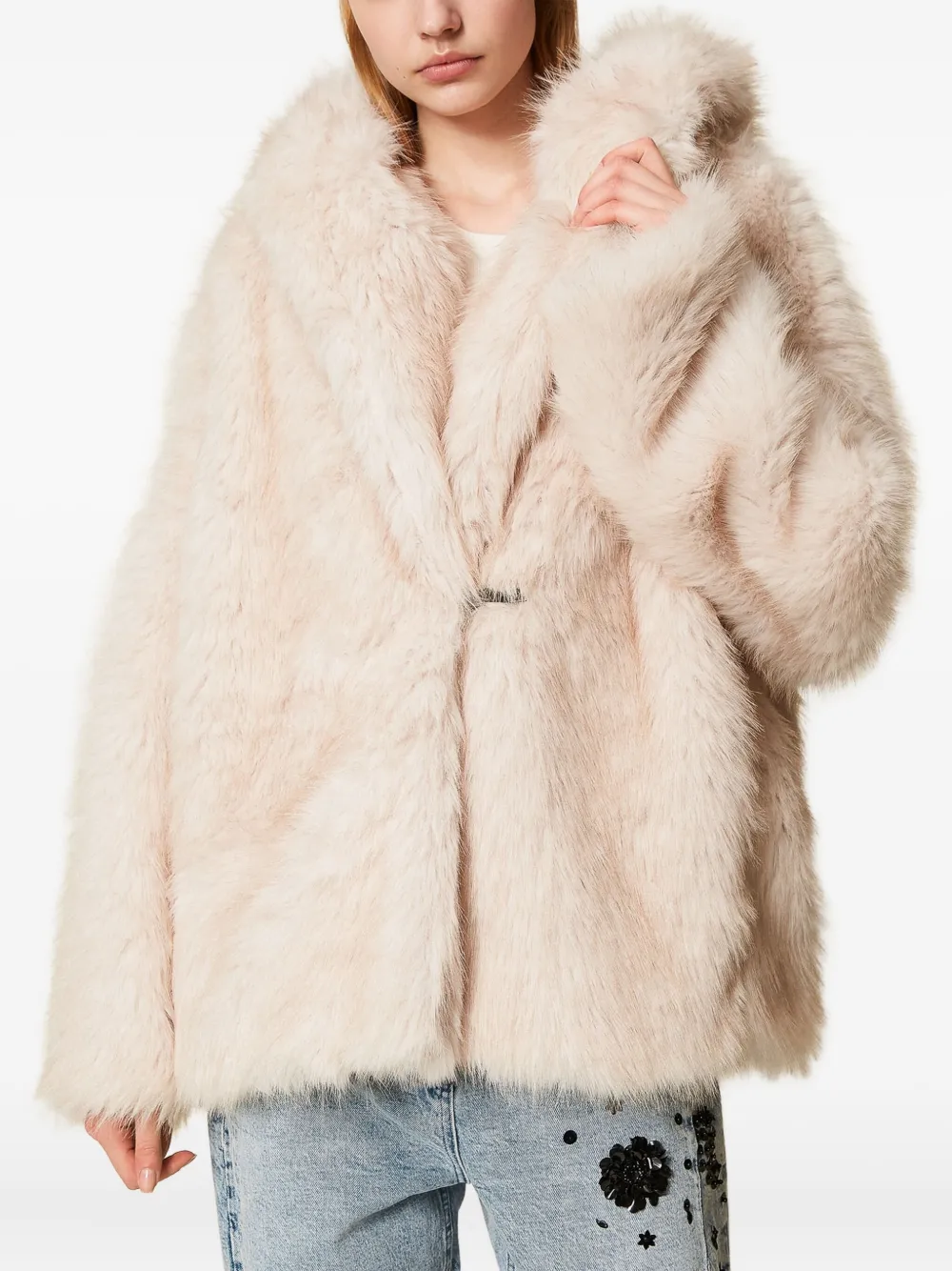 TWINSET Jas van imitatiebont Beige