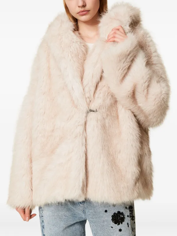M51 エコファーコート TWINSET フーデッド エコファーコート | ニュートラル | FARFETCH JP