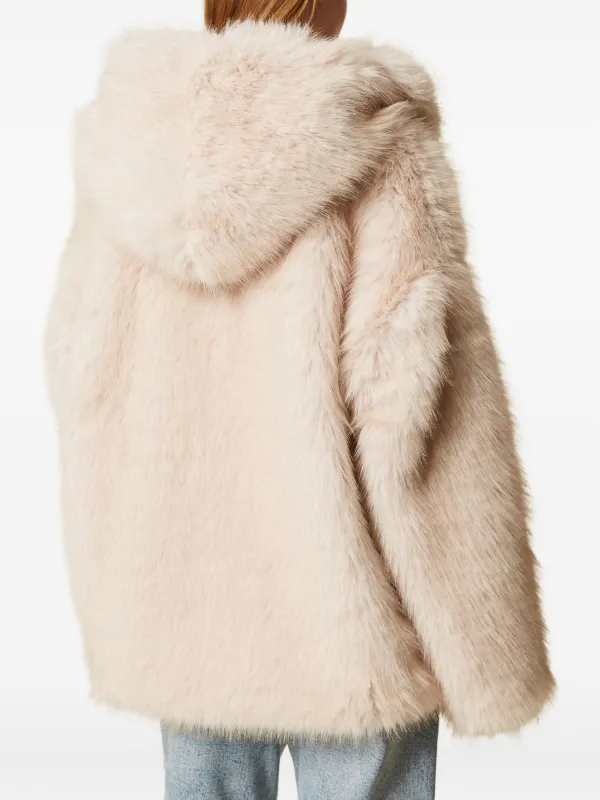 TWINSET Hooded faux-fur Coat Neutrals FARFETCH TH