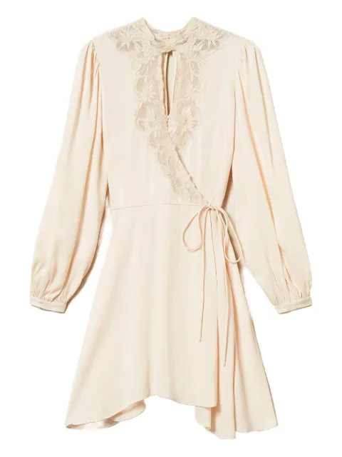 TWINSET lace-insert wrap dress
