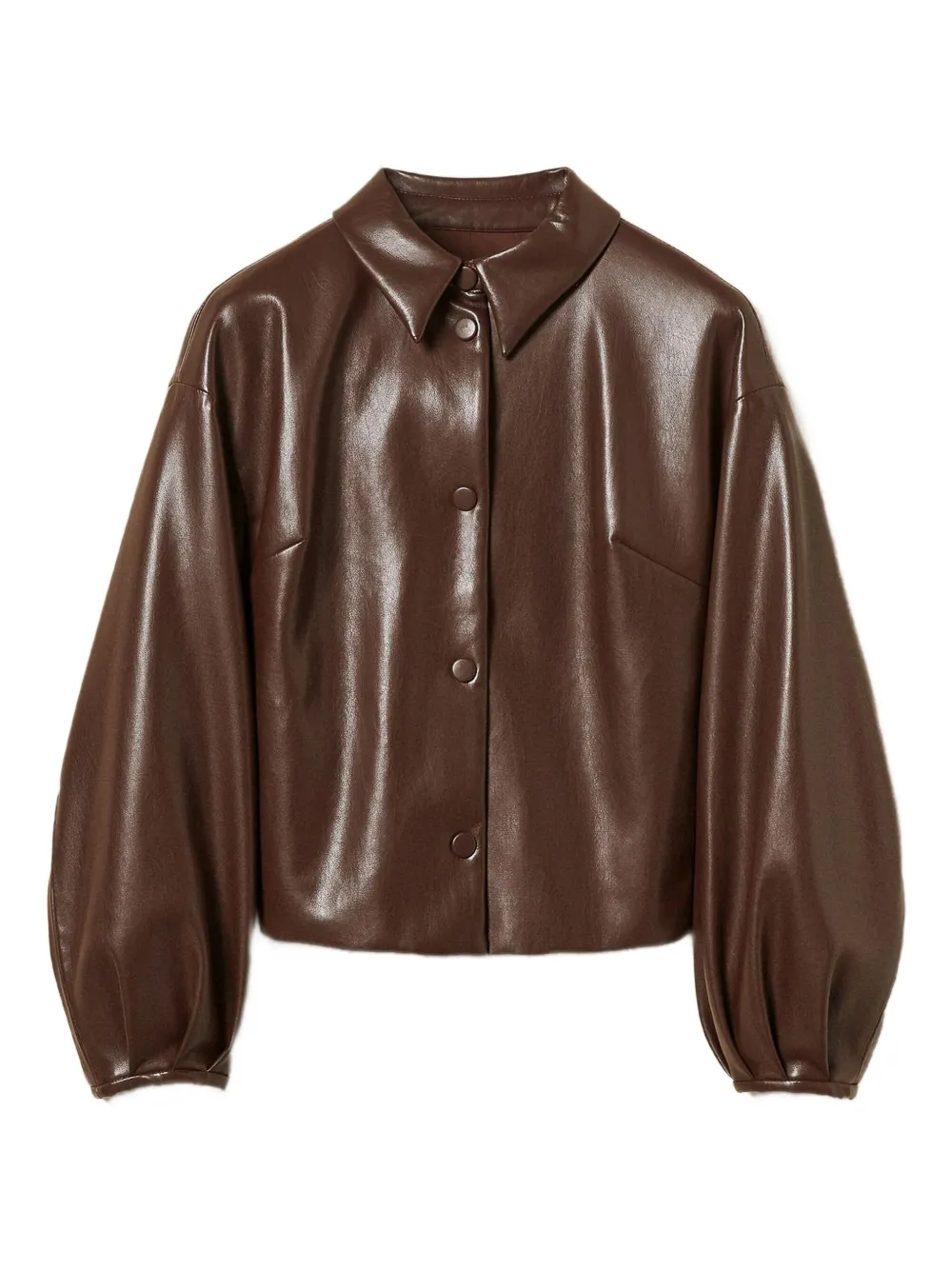TWINSET Bomberjack van imitatieleer met shirtkraag Bruin