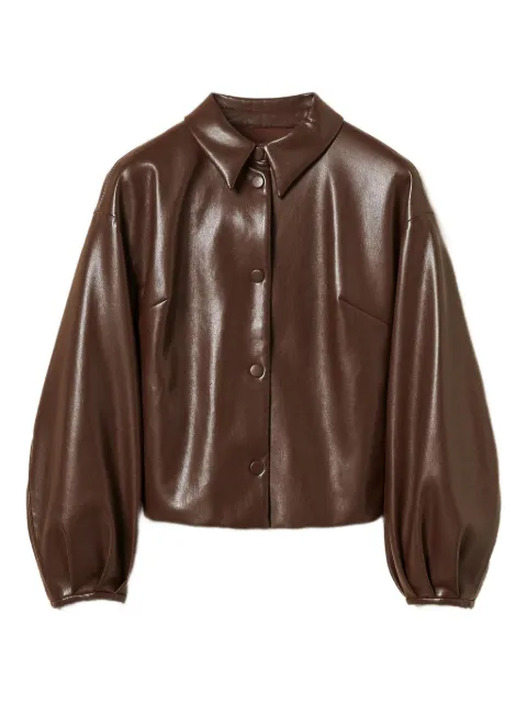 TWINSET shirt-collar faux-leather bomber jacket 
