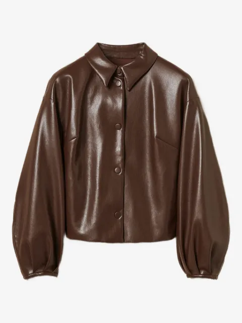TWINSET shirt-collar faux-leather bomber jacket 