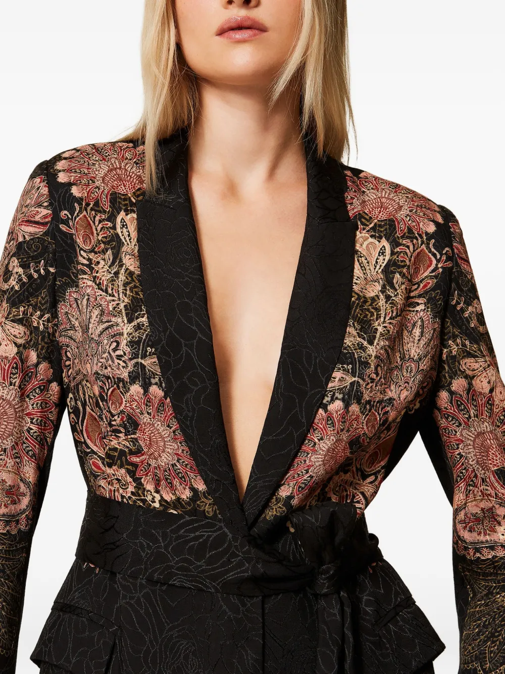 TWINSET Blazer met paisley-print en ceintuur Zwart