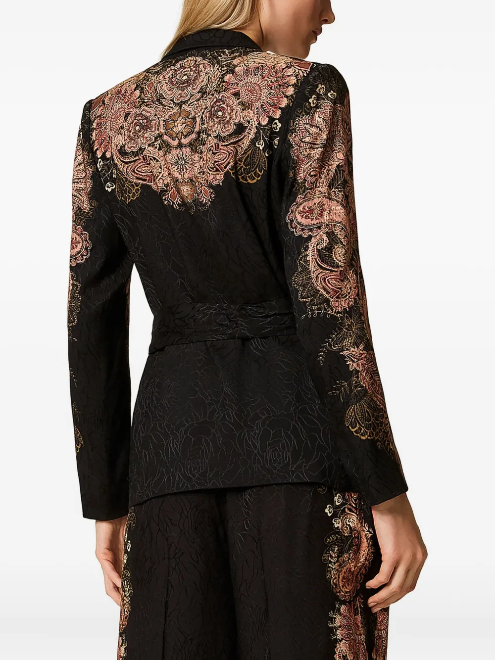 TWINSET Blazer met paisley-print en ceintuur Zwart