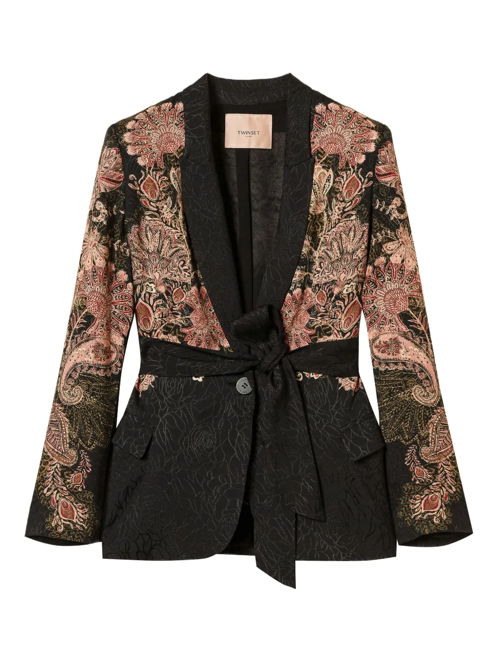 TWINSET Blazer met paisley-print en ceintuur Zwart