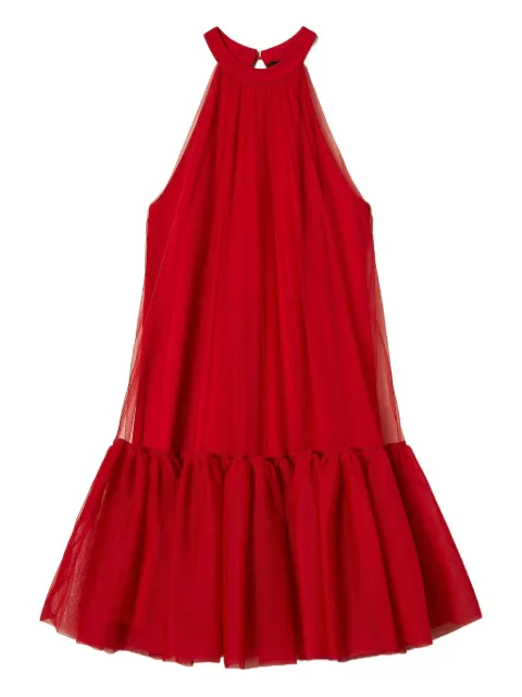 TWINSET vestido corto con cuello halter y volantes