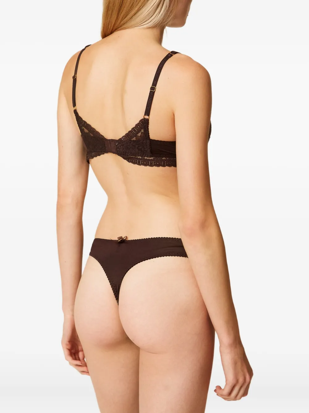 Twinset Lace Push-up Bra In Brown