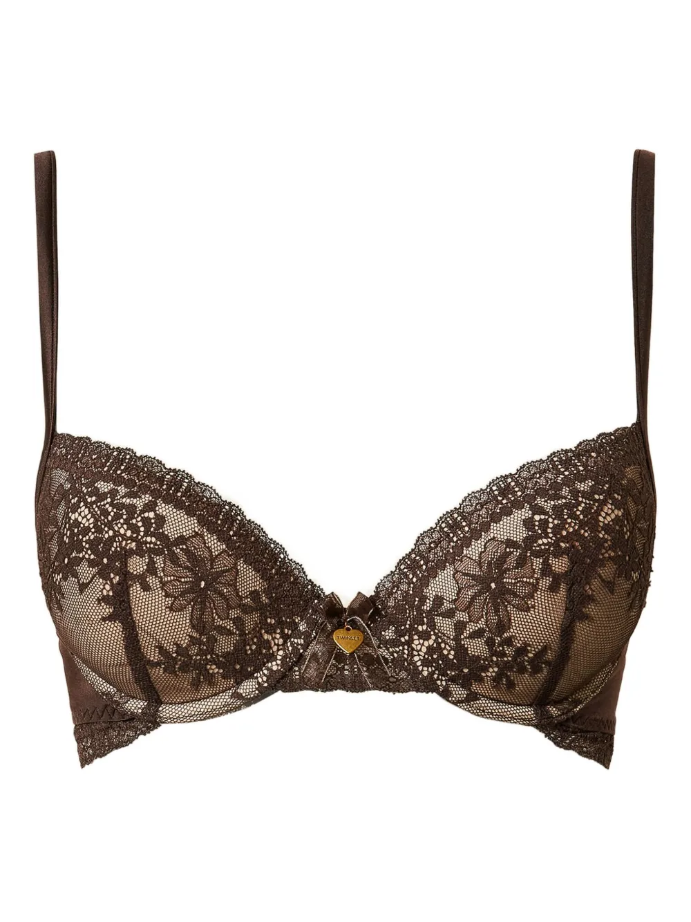Twinset Lace Push-up Bra In Brown