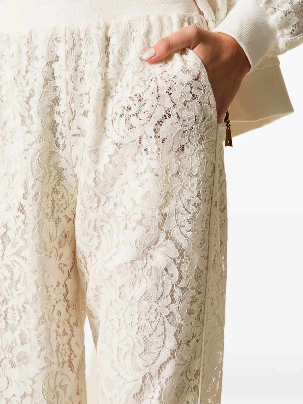 TWINSET Joggingbroek met kant Beige