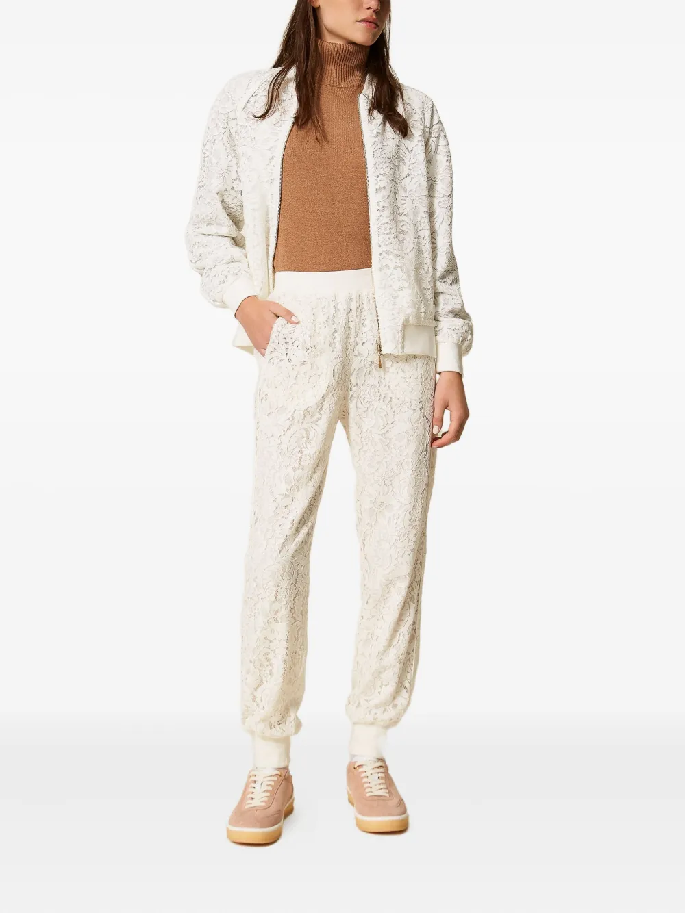 TWINSET Joggingbroek met kant - Beige
