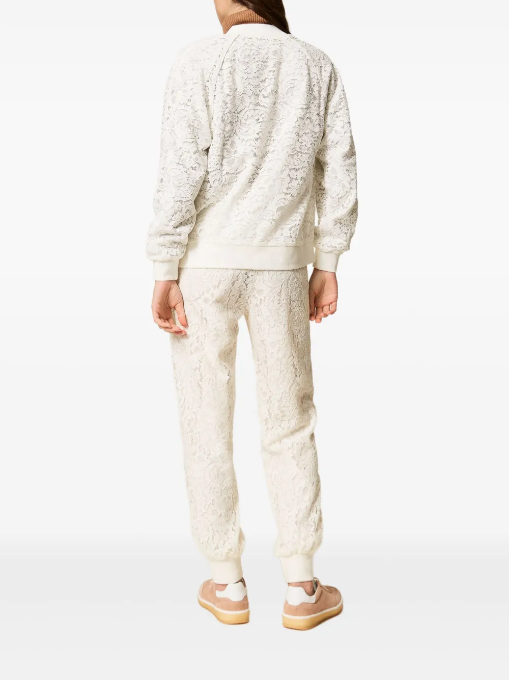 TWINSET Joggingbroek met kant Beige