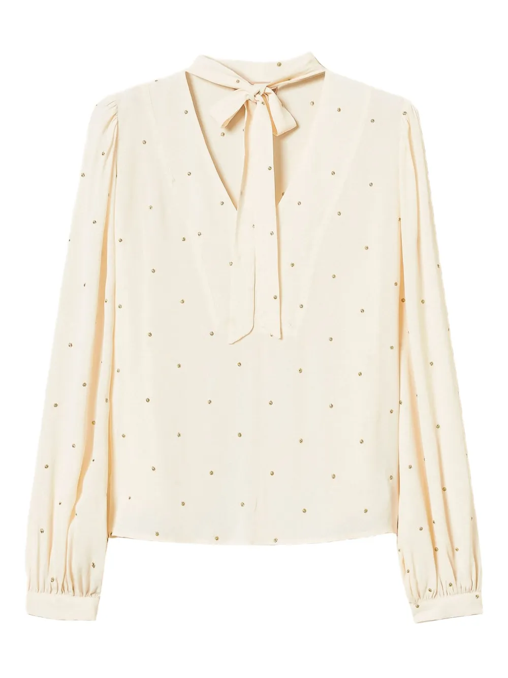 TWINSET embellished tie-neck blouse Beige