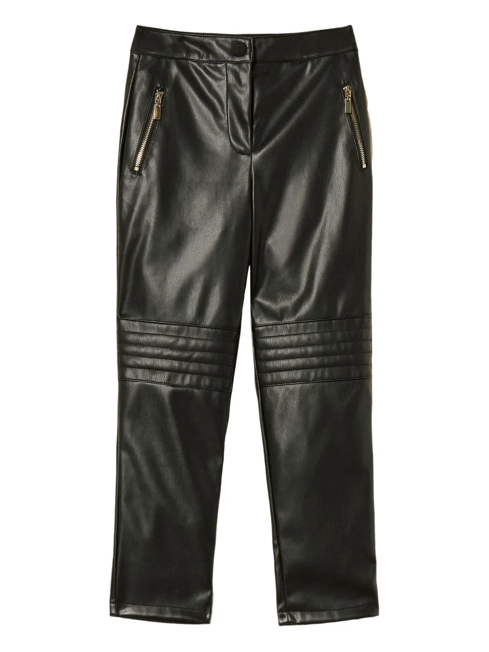 TWINSET Kids zip-pocket faux-leather trousers - Nero