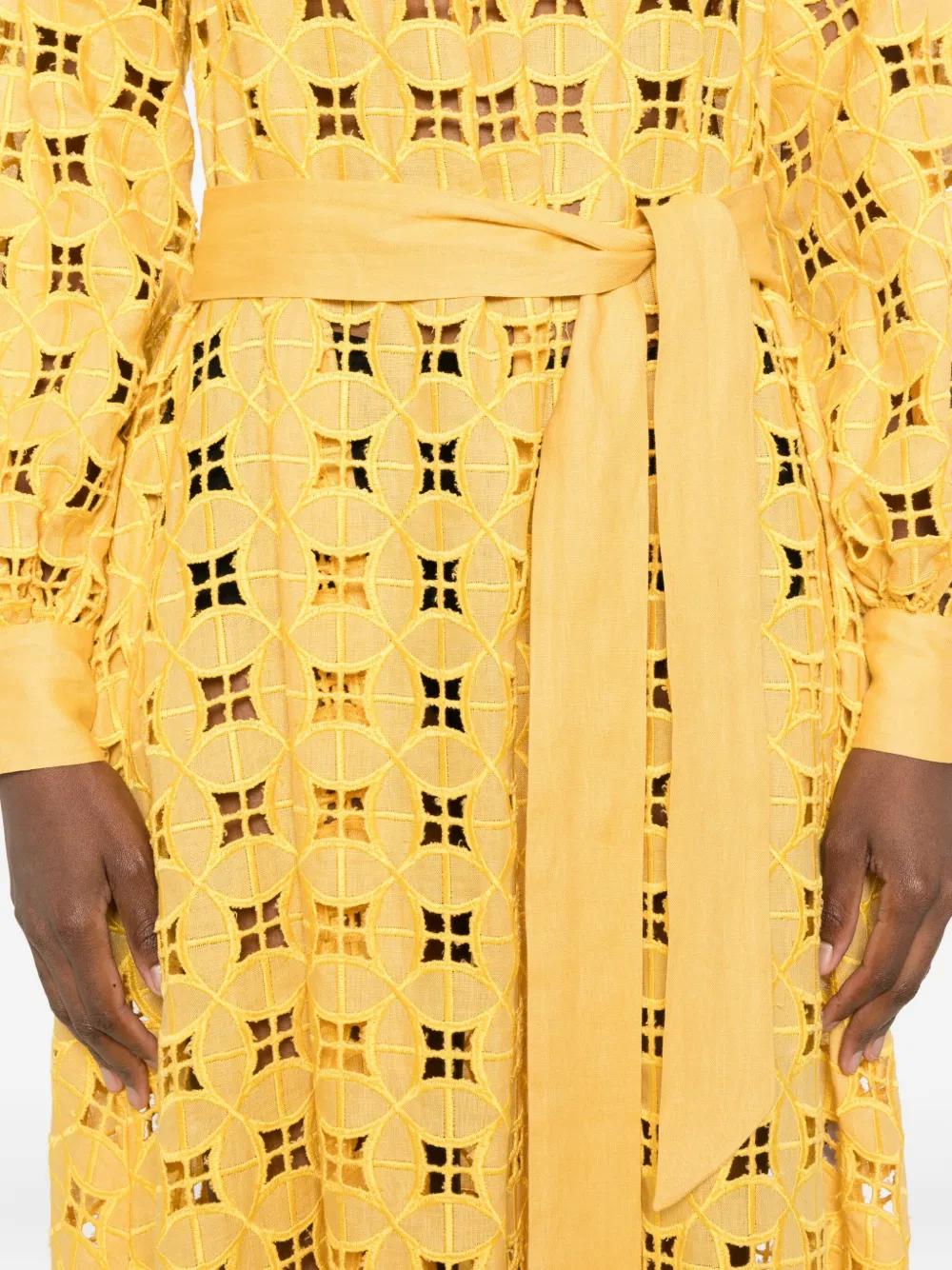 Kiton Eyelet-embroidered Tiered Maxi Dress In Yellow