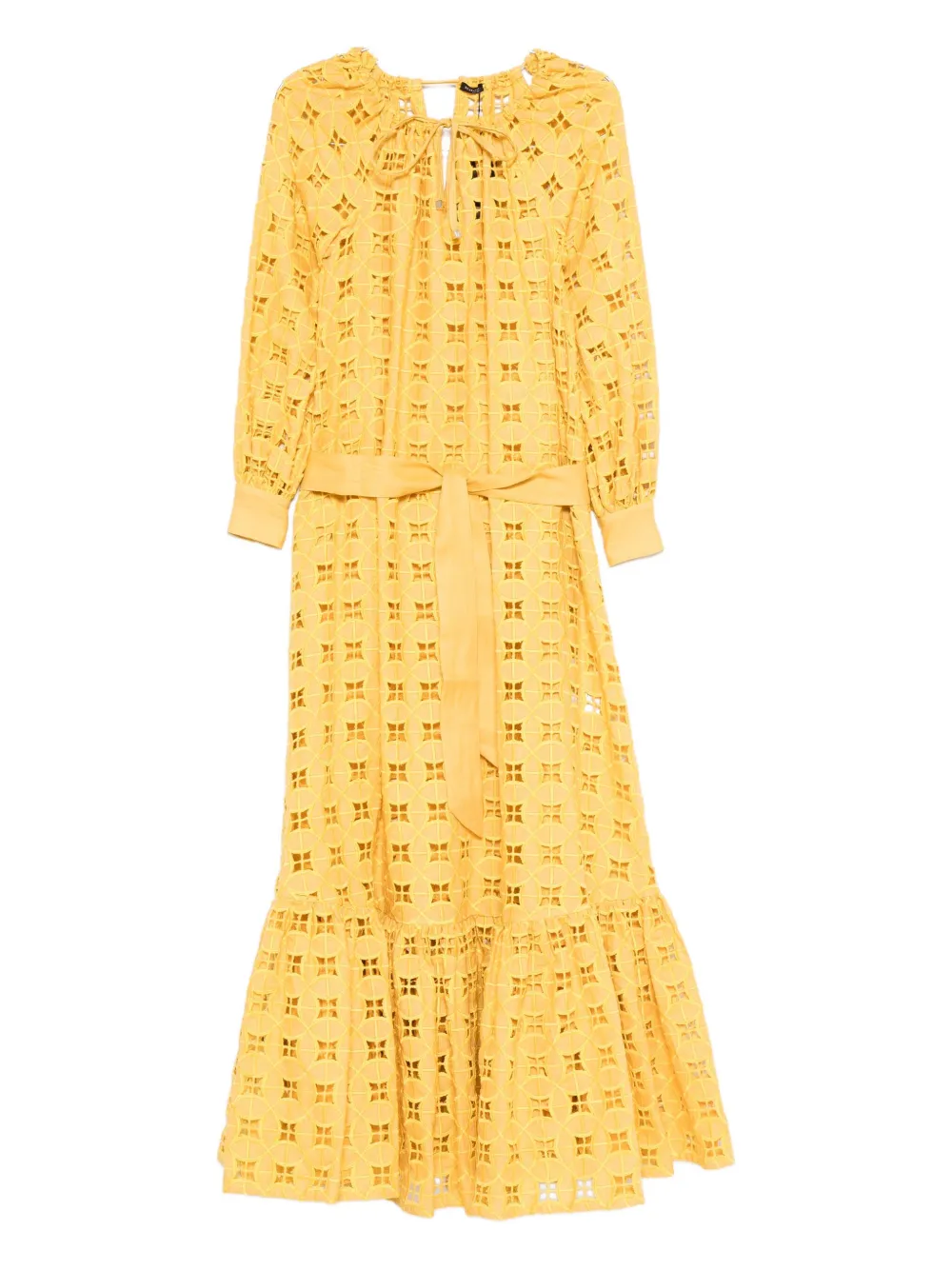 Kiton eyelet-embroidered tiered maxi dress | Yellow | Image 1