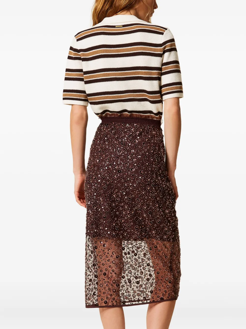 TWINSET Midi-rok met pailletten Bruin