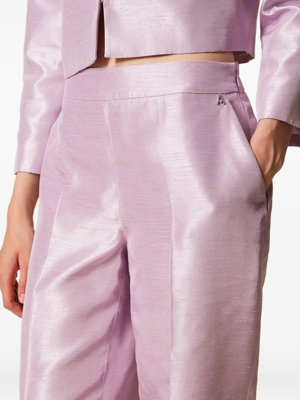 TWINSET Geplooide broek met ritssluiting Roze