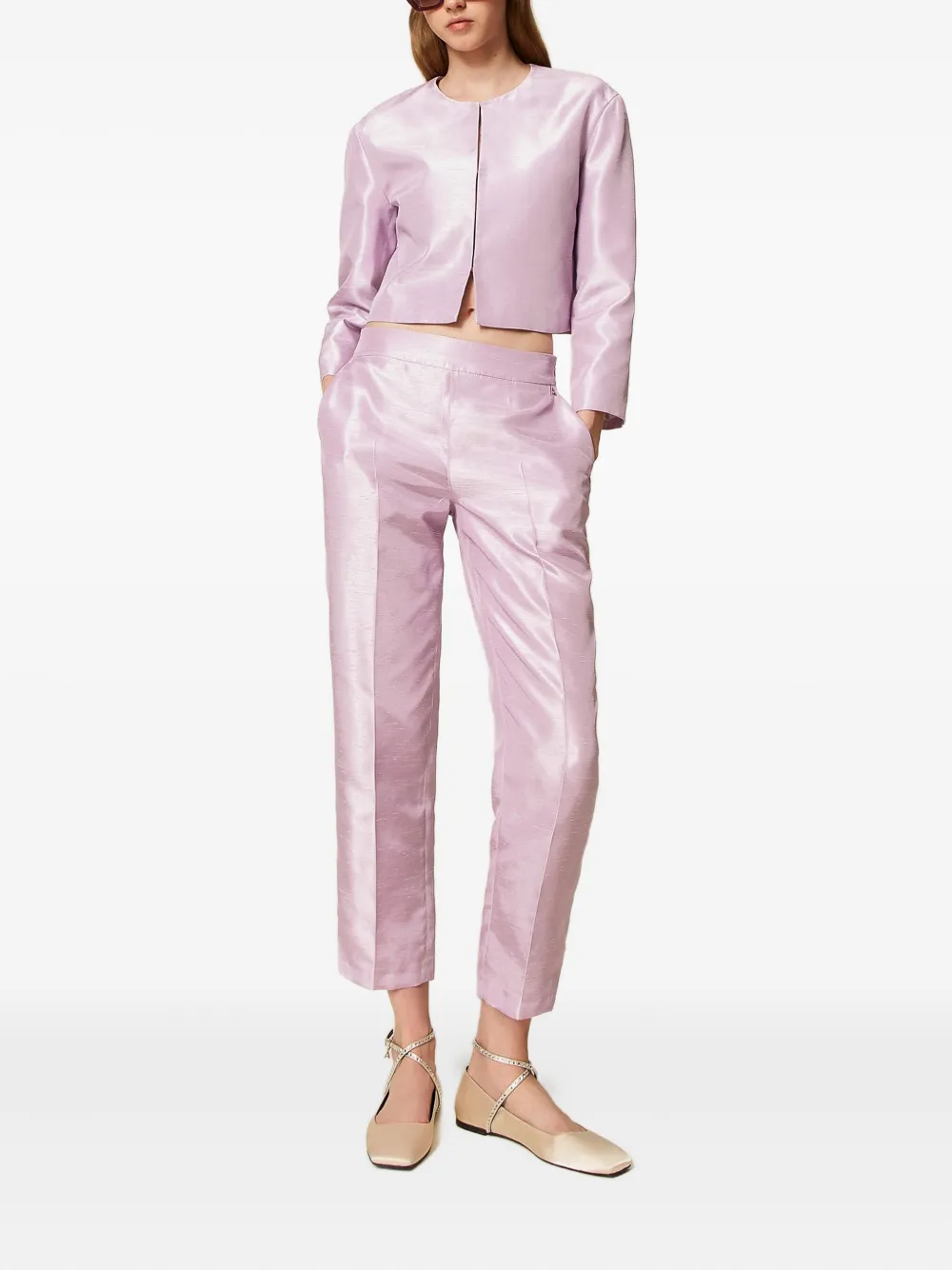 TWINSET Geplooide broek met ritssluiting Roze