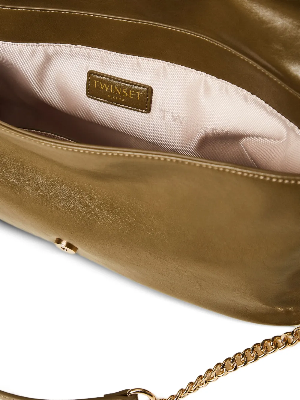 TWINSET Schoudertas met logoplakkaat en ketting Groen