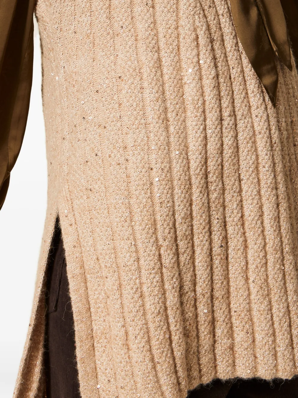 TWINSET Geribbelde top met pailletten 12970 BEIGE