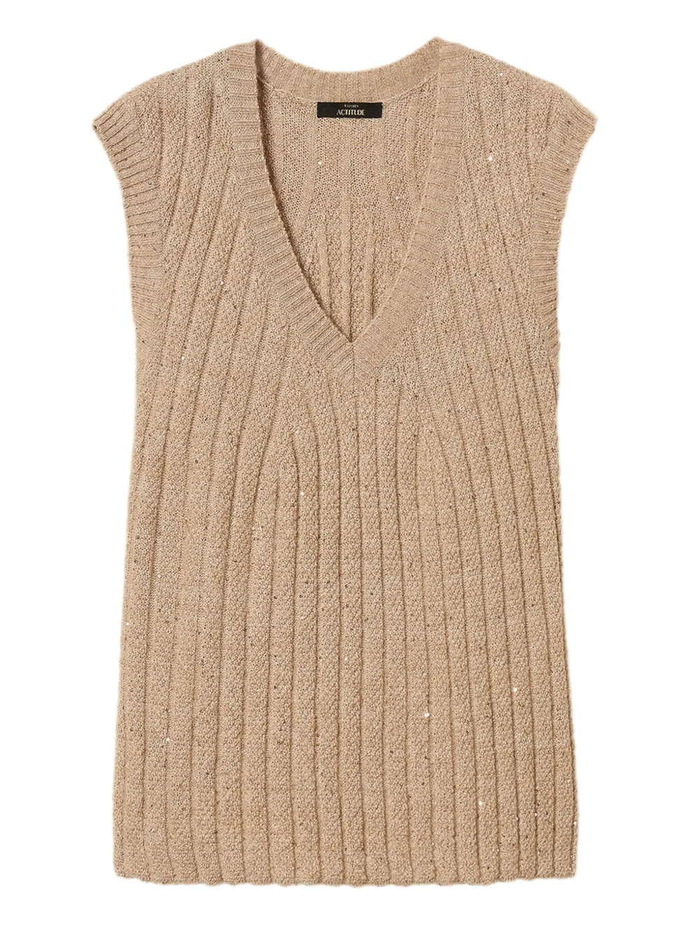 TWINSET Gilet a coste con paillettes - 12970 BEIGE