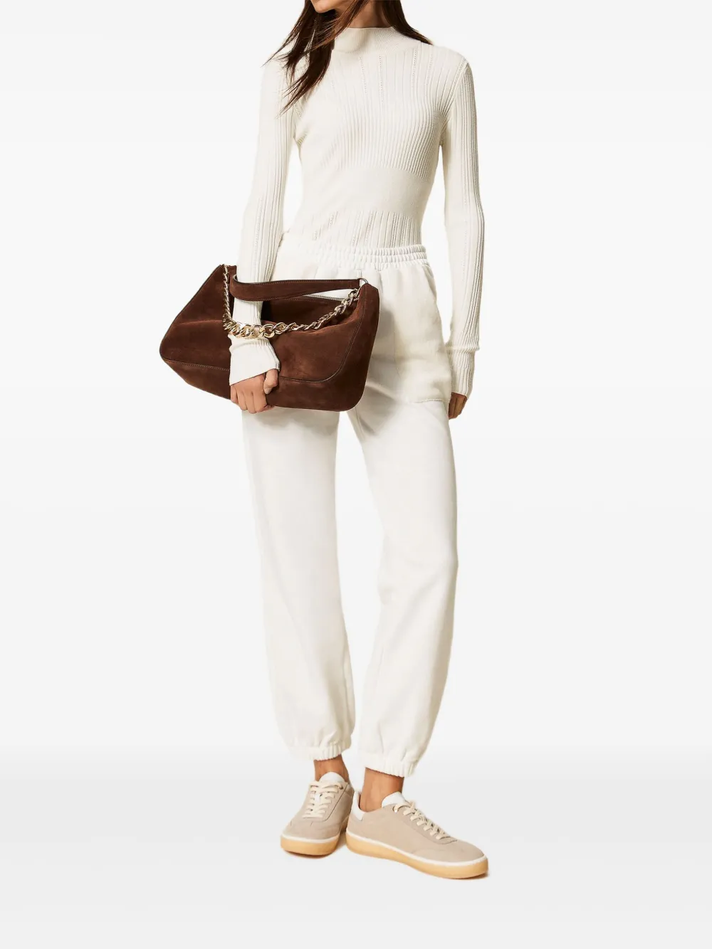 TWINSET Gebreide fleece joggingbroek Wit