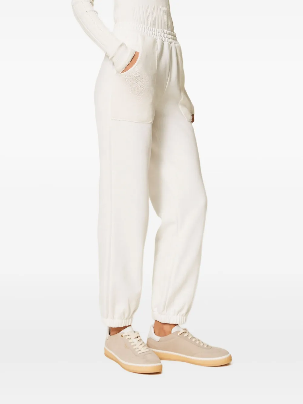 TWINSET Gebreide fleece joggingbroek Wit