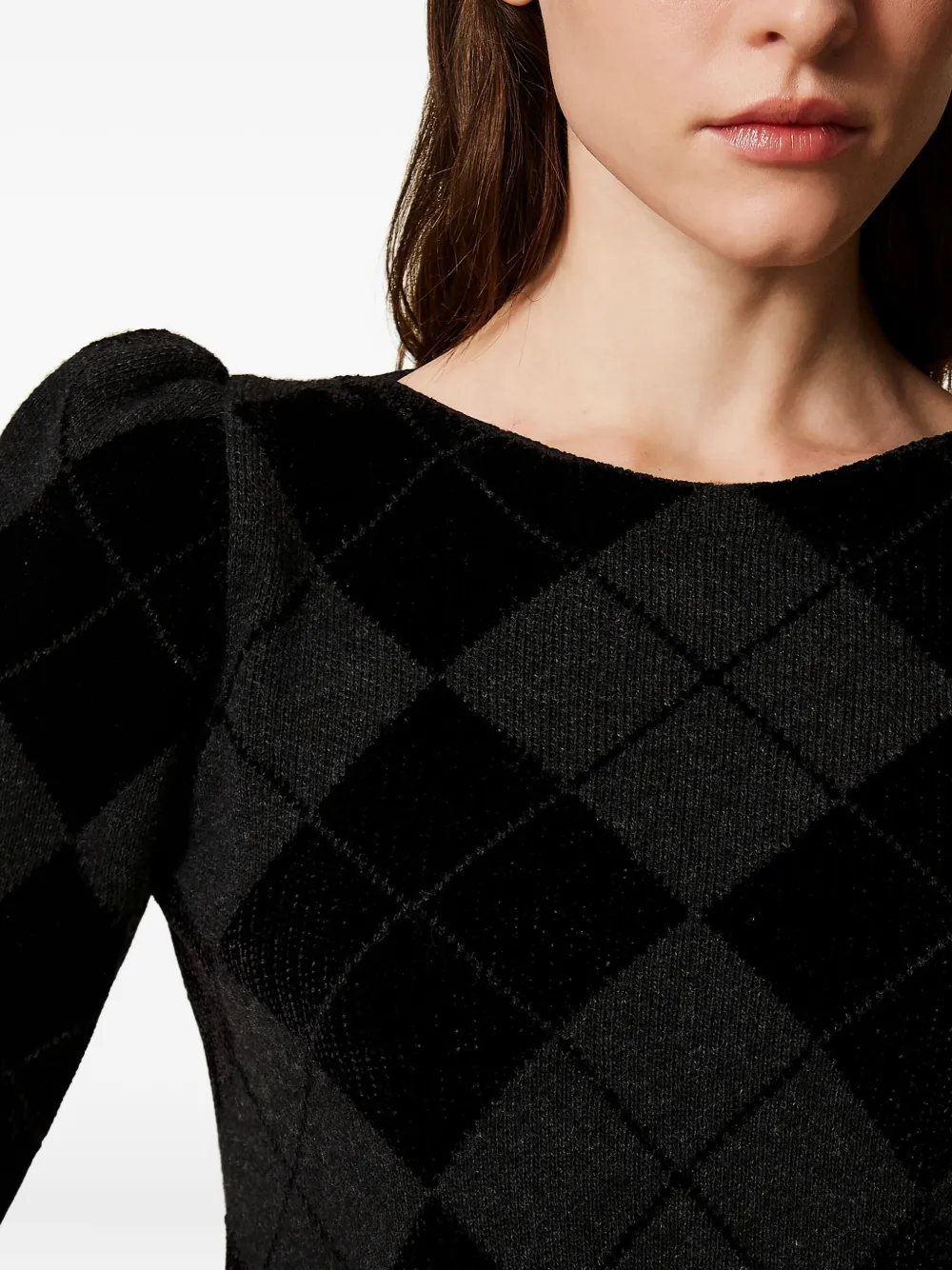 Twinset Pull Avec Losanges Et Incrustations In Black
