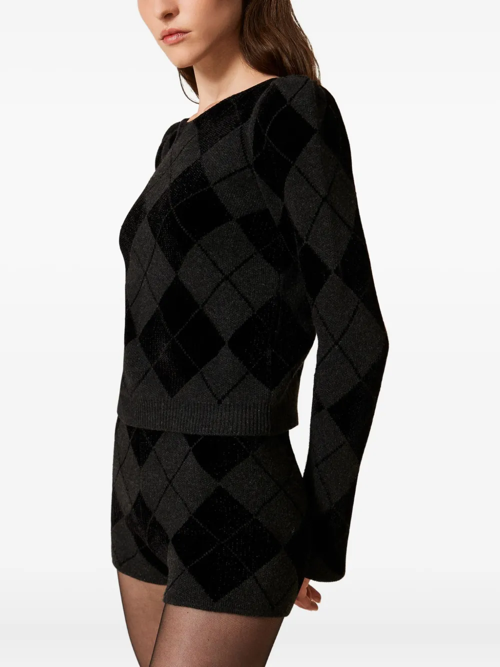 Twinset Pull Avec Losanges Et Incrustations In Black