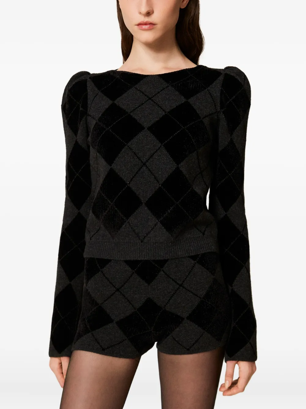 Twinset Pull Avec Losanges Et Incrustations In Black