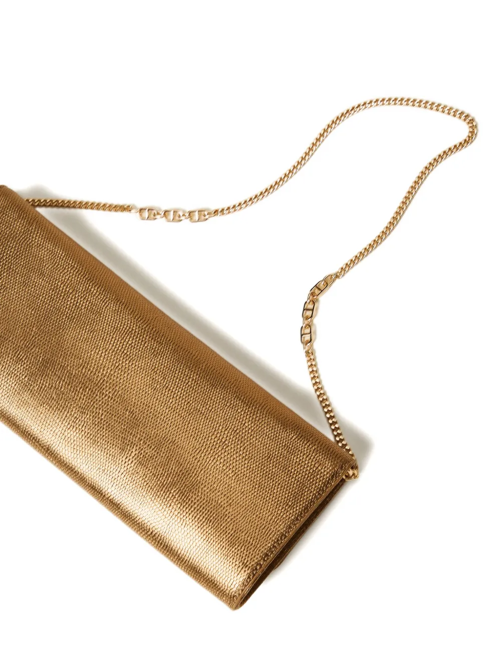 Twinset Snakeskin-effect Chain Shoulder Bag In Brown