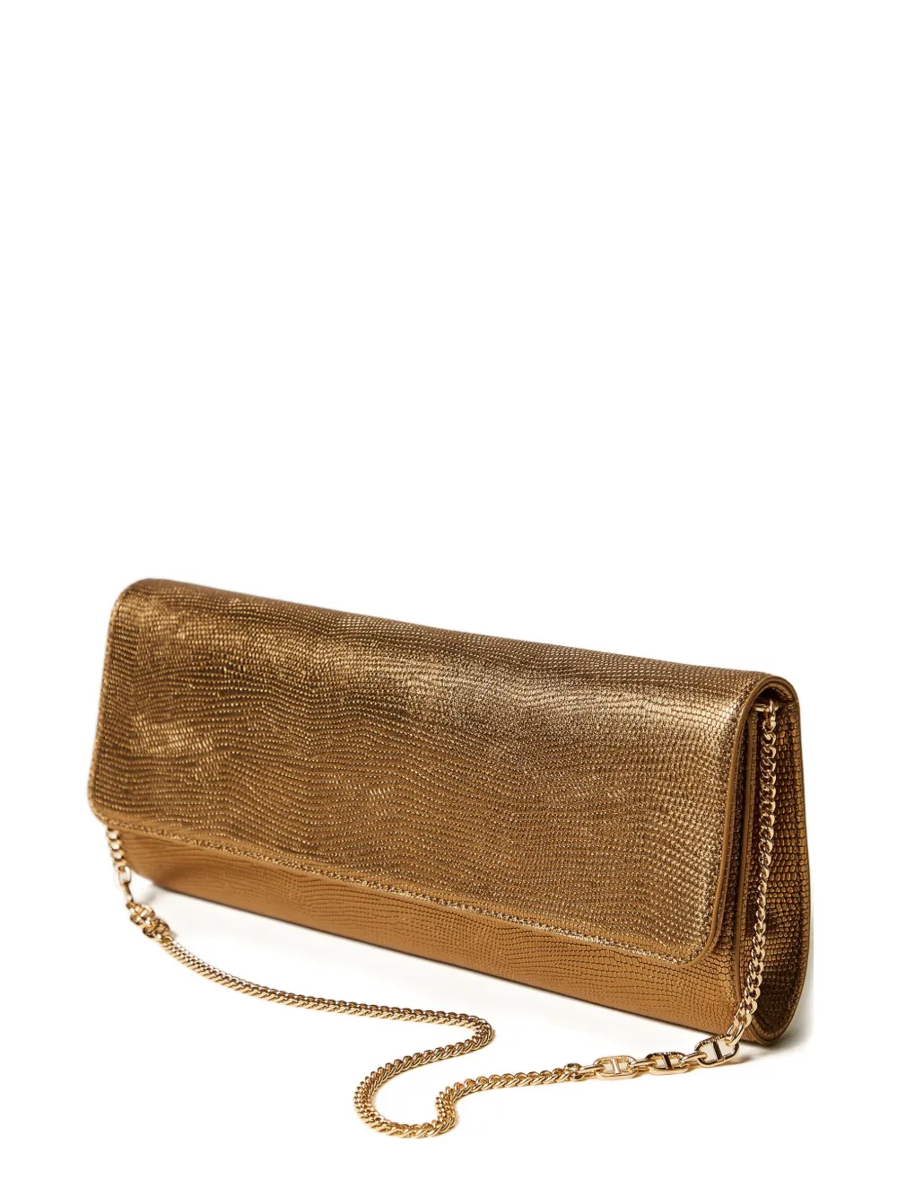 Twinset Snakeskin-effect Chain Shoulder Bag In Brown