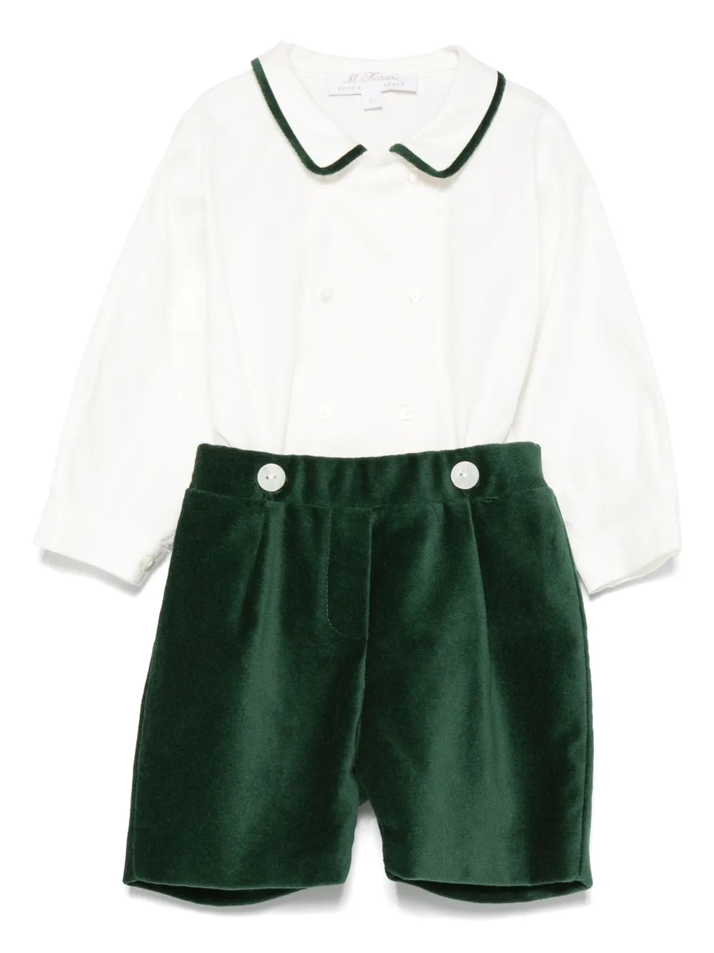 Mariella Ferrari velvet-shorts shirt set - グリーン Mariella Ferrari velvet-shorts shirt set - グリーン