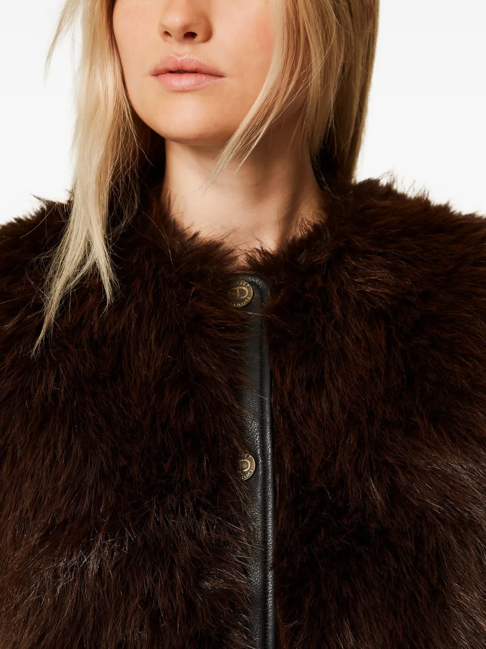 TWINSET Gilet van imitatiebont met knopen Bruin