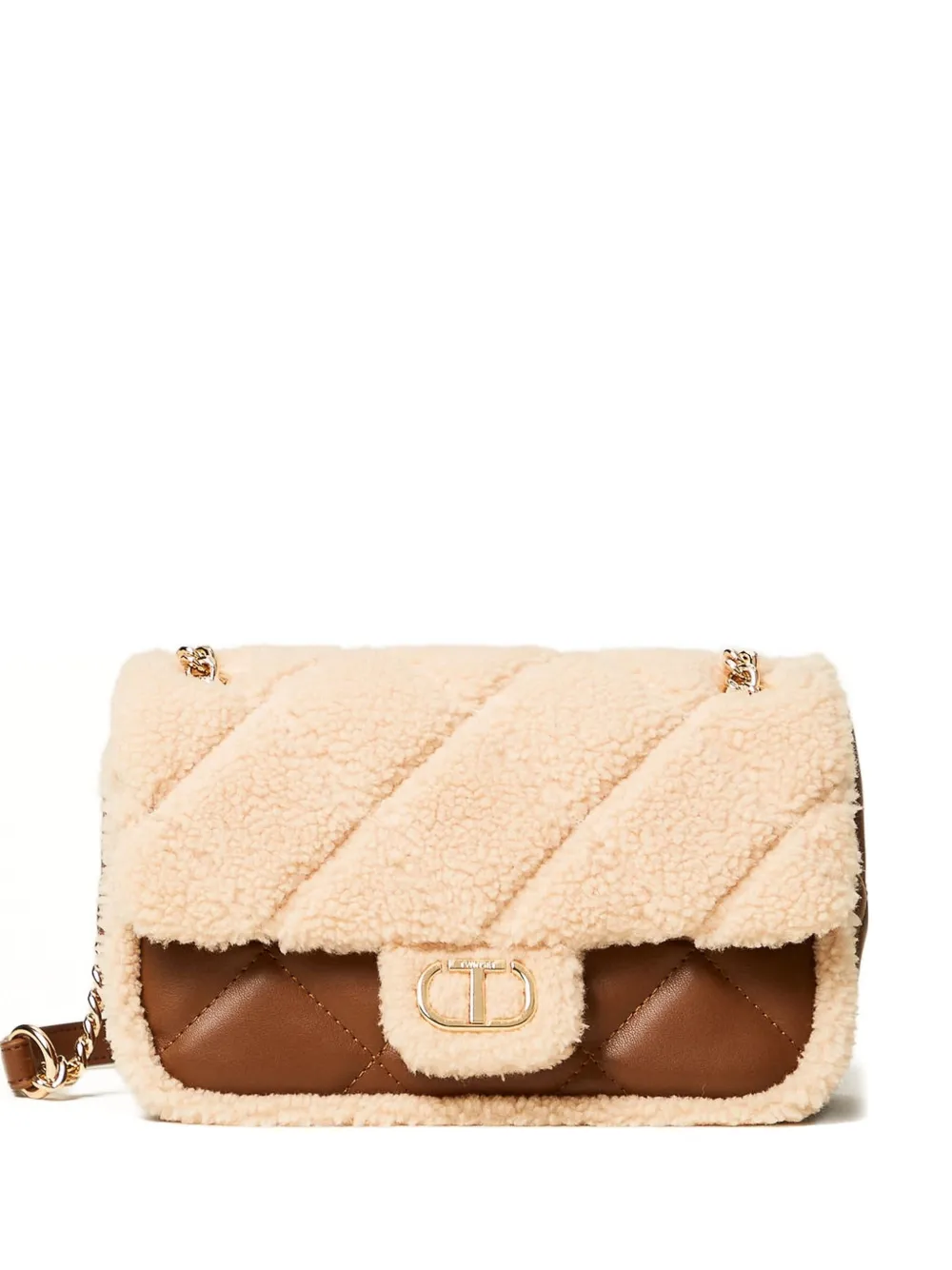 TWINSET quilted shearling shoulder bag | Brown | Image 1