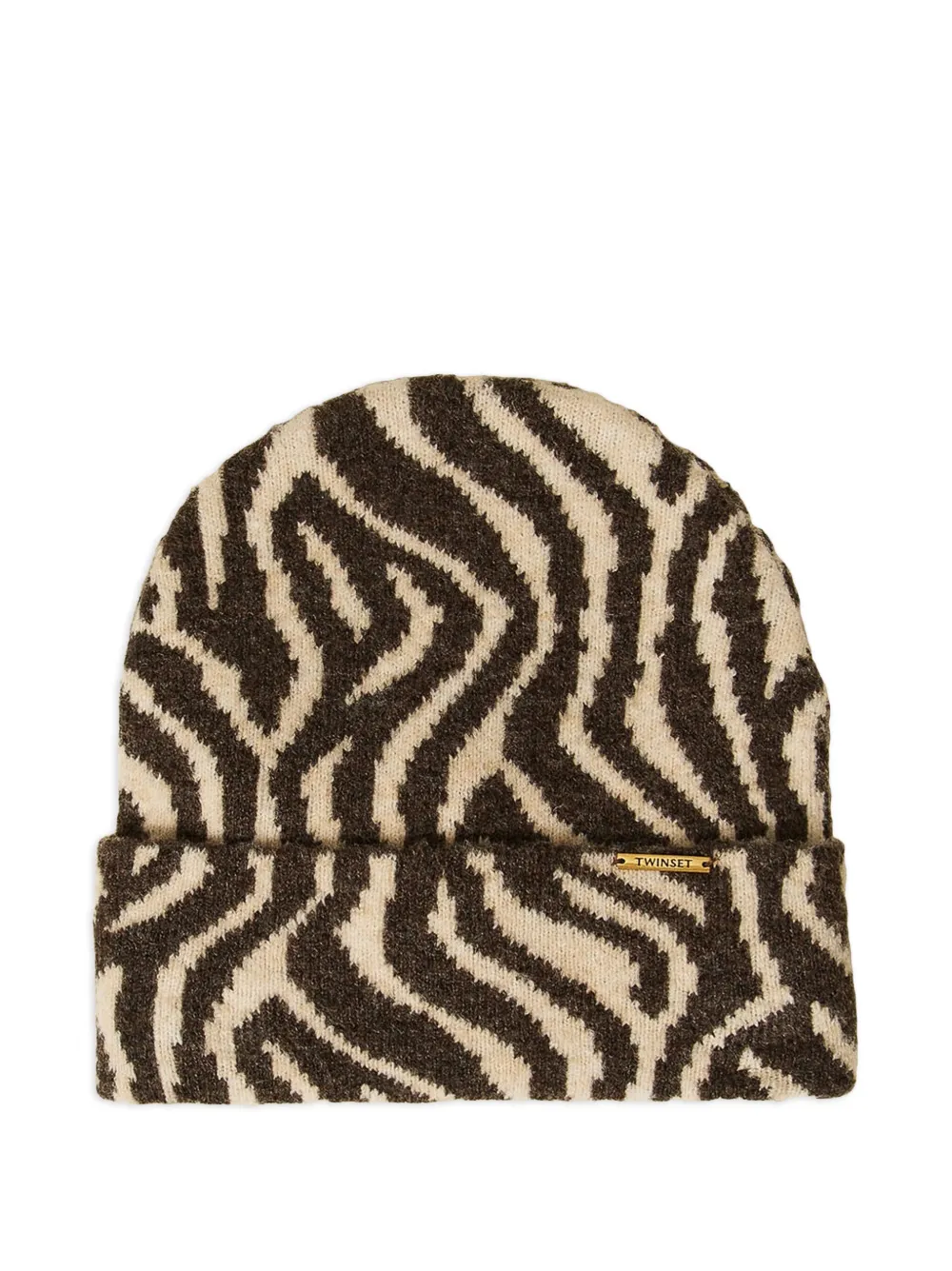 TWINSET Beanie mit Animal-Print | Braun | Image 1
