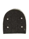 TWINSET pearl-embellished cable-knit beanie hat - Grey