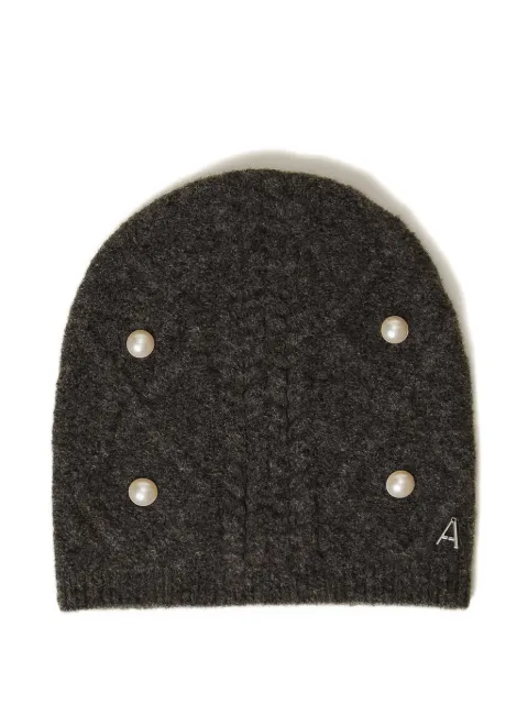 TWINSET pearl-embellished cable-knit beanie hat