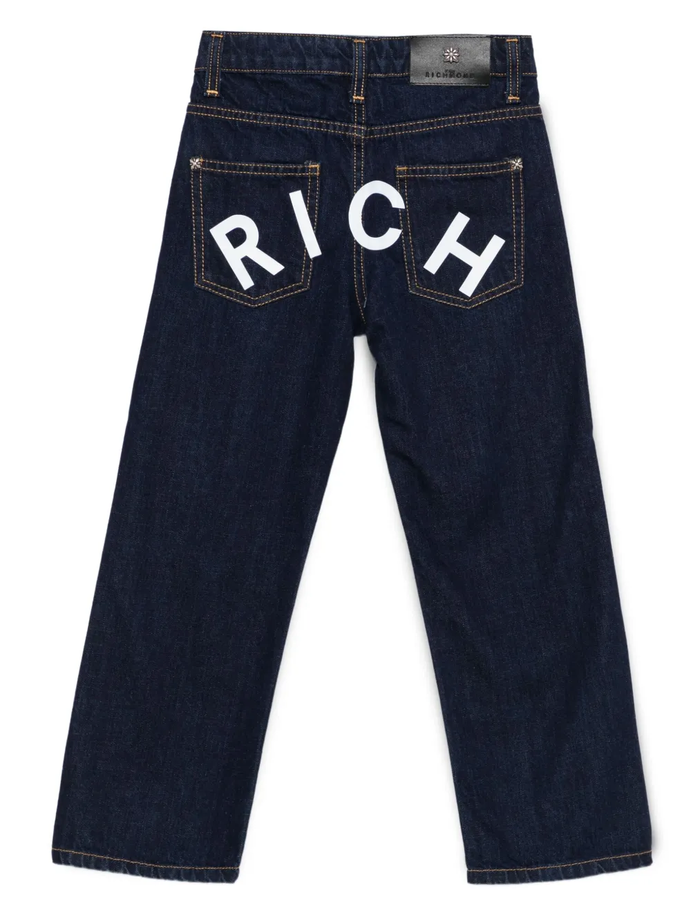 John Richmond Junior five-pockets logo cotton jeans Blauw