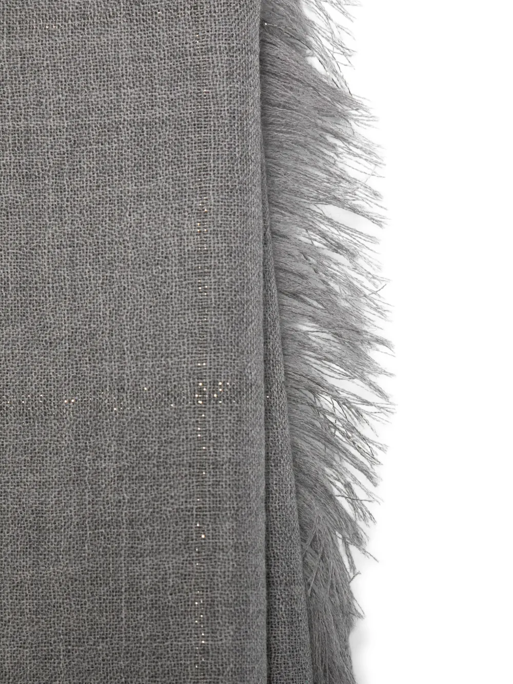 Peserico Metallic-detail Fringed Scarf In Gray