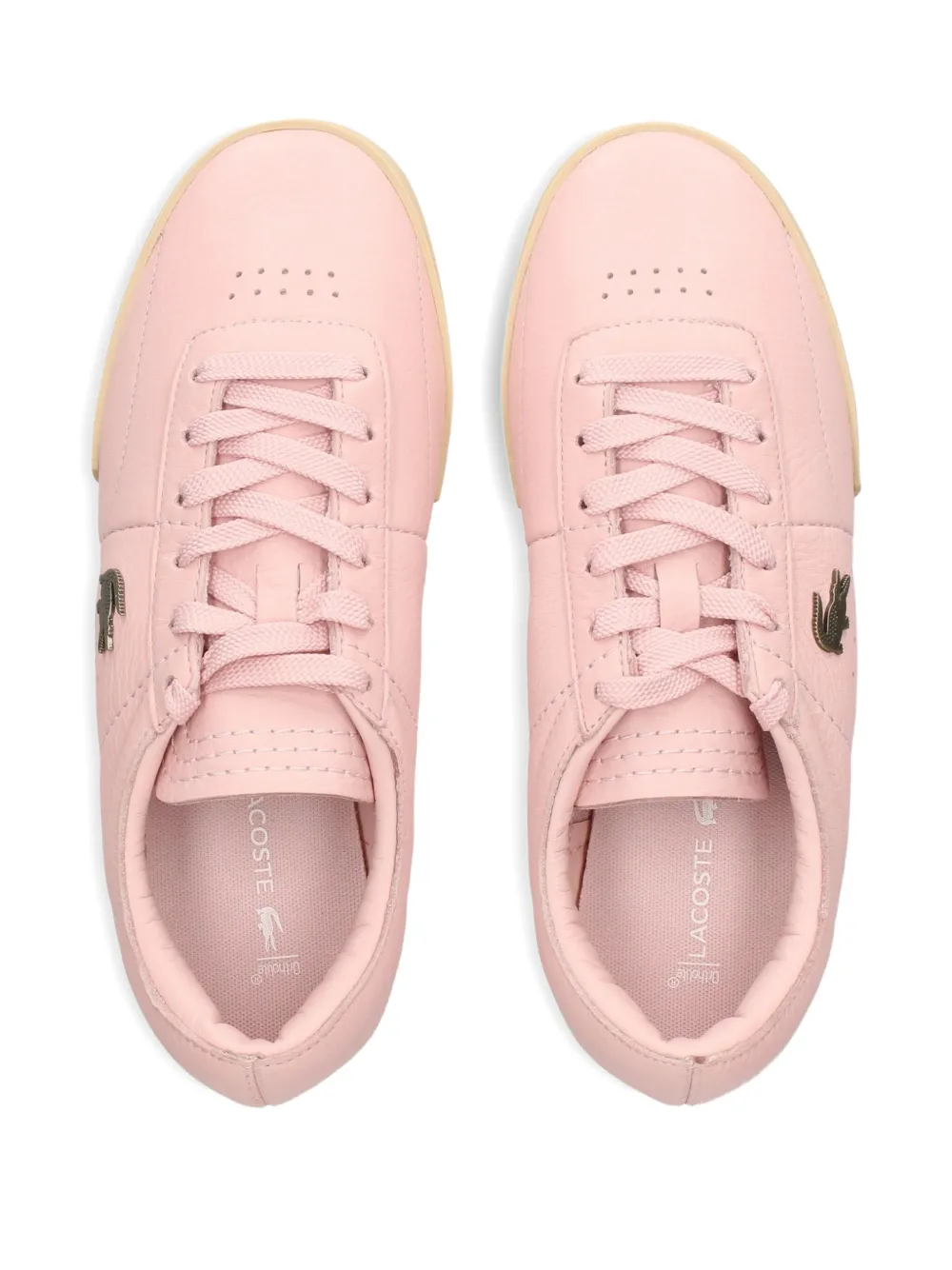 Lacoste logo-plaque leather sneakers Pink